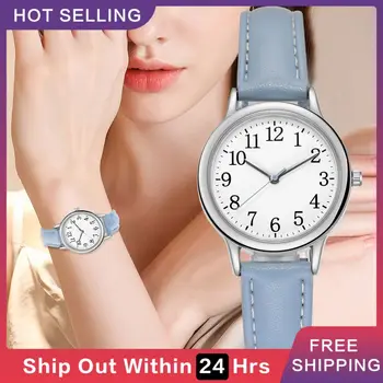 Дамски Луксозни кварцови часовници от сплав, Дамски Моден часовник с циферблат от неръждаема стомана, Ежедневни часовници-гривни, Кожени Ръчни часовници, Дамски часовници