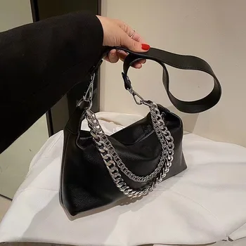 Дамски чанта от мека кожа 2023 г., Нов Нишевый дизайн, Модерна и Универсална чанта на едно рамо, ежедневни преносима чанта през рамо