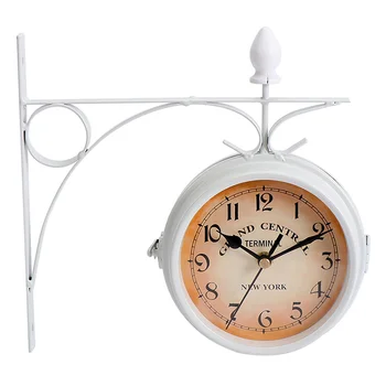 Двустранен стенни Часовници clocks Желязо Кръг двустранни Висящи Цифрови Декоративни Домашни