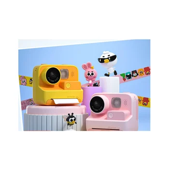 Детска помещение незабавни действия HD 1080P Видео Фото Дигитален печат Фотография с двойна леща с хартия камера за печат, розов