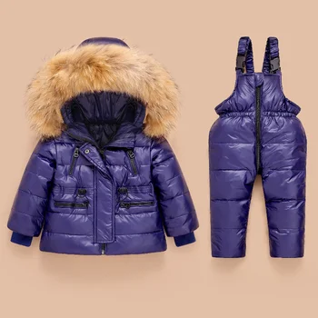 Детски зимни пуховик MODX за момичета, гащеризон, плътен топъл комплект детски дрехи, зимен гащеризон за момчета, Връхни дрехи за деца, палта + Гащеризон