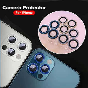 Диамантена Защита на Обектива на камерата За iPhone 13 Pro Max 12 Mini Camera Метален Пръстен Стъкло За iPhone 11 12Pro Max 13Pro Защитна Капачка
