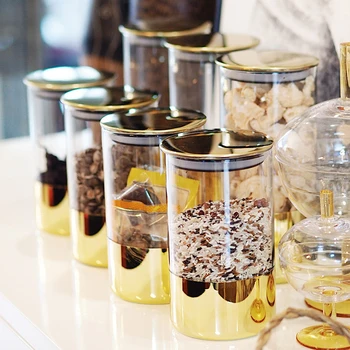 Домакински стъклени запечатани банка с капака, прозрачен кухненски резервоар за съхранение, влагоустойчив, отговарят на високи резервоар за съхранение на продукта кутия за съхранение на чай