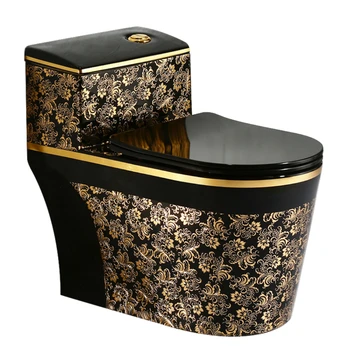 Домакински черна, боядисана керамика в европейски стил, едно парче персонални творчески сифон с по-голям диаметър, насосный тоалетна, баня