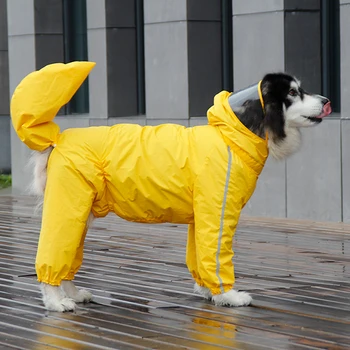 Дъждобран за кучета с видима шапка и подвижна чанта за опашката, Регулируем яке за Големи и средни кучета, мъжки кучета и кучки Различни стилове