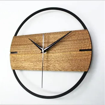 Европейски стил прости стенни часовници скандинавски дърво домашни часовници кабинет офис артистична декорация на стените в минималистичен модерен дизайн часовници