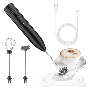 Електрическа палка за разбиване на мляко, акумулаторна чрез USB, Електрически, за разбиване на мляко за приготвяне на кафе, Капучино, лате, горещ шоколад