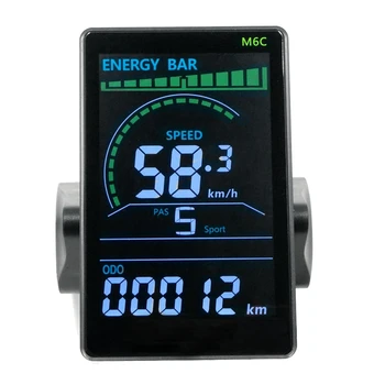 Електрически Велосипед LCD дисплей Метър M6C 24V 36V 48V 60V E Скутер панел LCD Цветен екран С USB За планински електрически велосипед