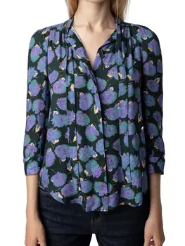 Есенна новост 2023, дамски блуза с дълги ръкави и цветисти принтом