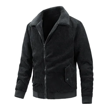 Есенно-зимни вельветовая модерен мъжки двустранен плюшен яке, бейзболна форма, ежедневното палто, мъжки модерен топ