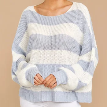 Жена пуловер 2023, Есен-Зима, Нов Шарен Пуловер с кръгло деколте, Модерен Просто Случаен Пуловер голям Размер