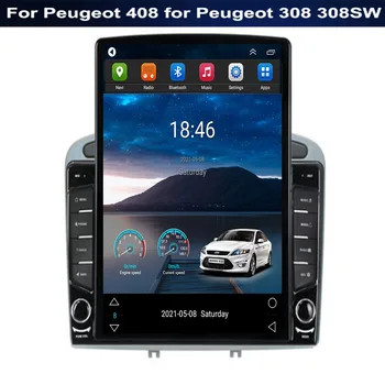 За Tesla Стил 2 Din Android 12 Автомобилен Радиоприемник За Peugeot 408 за Peugeot 308 308SW Мултимедиен Плейър GPS Стерео Carplay DSP