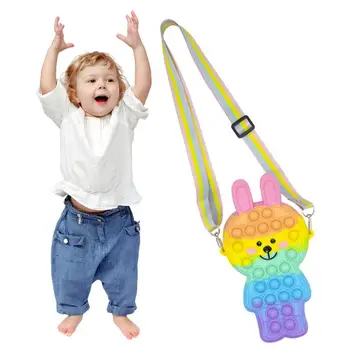 Играчки-антистрес във формата на заек, Поп-играчки за деца, чанта на рамото за момичета, скъпа мультяшная чанта за ученици, чантата, сензорни играчки