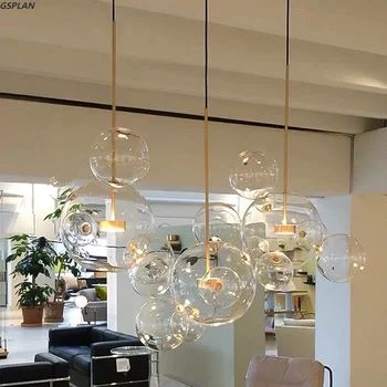 Италиански Дизайнерски Полилей, висящ лампа със стъклена топка за ресторант, бар, спалня, Декоративни светлини, Висящи тела на тавана