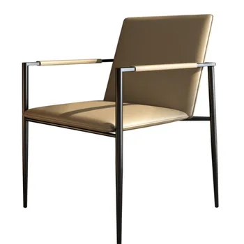 Италиански маса за Хранене, стол за домашна употреба С Подлакътници, Стол за почивка, Модерно кресло с един прост стол, Кожени мебели 2023