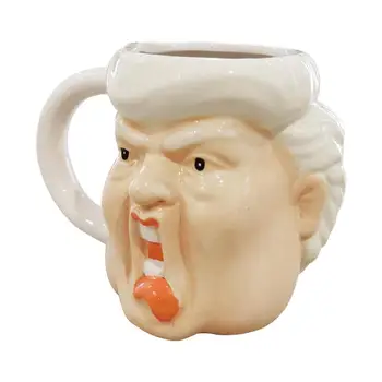 Кафеена чаша Тръмп, Керамични чаши за кафе С 3D статуя на Тръмп, Една чаша с Обем 350 мл, Нов, Необичайно Чаша за чай с мляко сок за домашни пътуване