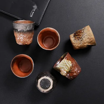 Керамични чаши за Кафе с течаща глазура, печен в пещ в Ретро стил, Керамични Удобна чаша в японски стил, индивидуална чаена чаша с прав корпус, 200 мл