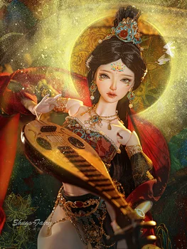 Китайският стил на тенденция на 4 точки bjd кукла ръчно изработени съкровище Тан Дуньхуан Летящее Небето прекрасно Цвете Древен Стил Момиче на Оригинала