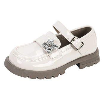 Кожени обувки за момичета; новост есента 2023 г.; Обувки принцеси за момичета; Детски ежедневни обувки с мека, противоплъзгаща подметка