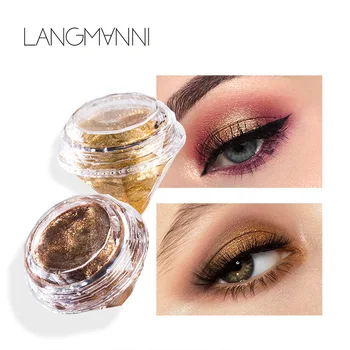 Компактна пудра за грим LANGMANNI Shimmer Eye Shadow Леки, дълготрайни сенки за очи, Блестящ пигментирани сенки за очи, козметика