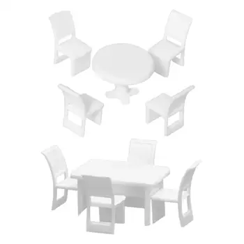 Комплект маси и Столове от 1:50 Имитация Оформление на Сцената Миниатюрни Мебели за Дома Сцена за Диорами на Микро Пейзаж Пясък Декор на Масата