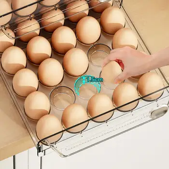 Контейнер за яйца с памет по време, просторен контейнер за яйца с дръжка, двуслойни контейнер за съхранение на яйца, с мащаба на таймер, спестяващ пространство