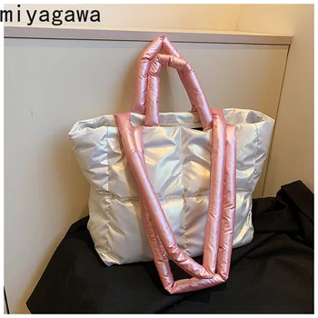 Корейската чанта Miyagawa, Naka памучен яке, чанта, Преносим дамска чанта-тоут, Модерна чанта за пътуване до работа, чанта под мишниците