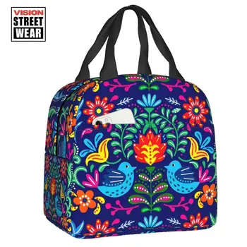 Красивата мексиканска цвете художествена термоизолированная чанта за обяд Дамски Мексико чанта за обяд за деца, ученици, кутия за съхранение на продукти