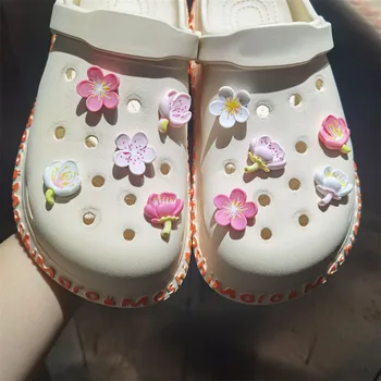 Красиви Висулки-амулети с черешов цвете цвят карамел за обувки Crocs, аксесоари-шармы, украси за обувки, Сабо, подарък за украса на обувки за момичета