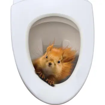 Креативна 3D стикер на тоалетна, Водоустойчив стикер на капака на тоалетната чиния под формата на Протеини, Залепваща стенни художествена стикер за тоалетна, интериор на баня