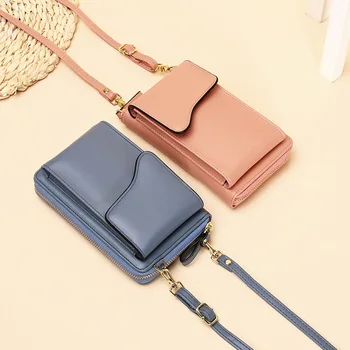 Креативна нова мода корейската версия чанта през рамо с голям капацитет, дамски дълга однотонная чанта за мобилен телефон
