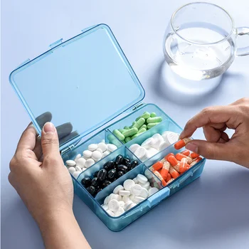 Кутия за Хапчета с 6 Мрежи, Седмично Кутия за Лекарства, Голяма влагоустойчив, отговарят на високи Органайзер За съхранение на Таблетки, Преносим Медицински Калъф за Пътуване