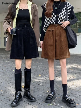 Къси панталони, дамски градинска облекло в корейски стил, с висока талия, есенни универсални Елегантни Нови модни дамски панталони, Лесен ретро стил колеж