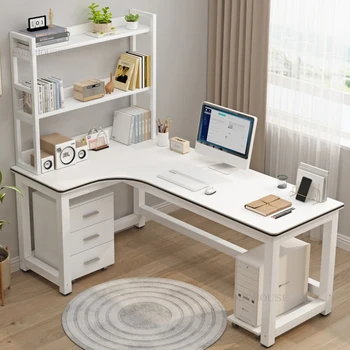 Кът бюро за компютър, Двоен тенис на игралната маса, Домашен ъглово бюро с рафт за книги, Спалня, L-образен Компютърно бюро, Офис мебели