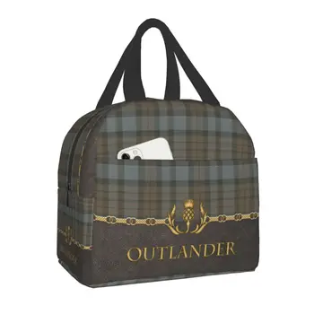 Луксозна клетчатая чанта за обяд Outlander, преносим карирани термосумка-хладилник, обяд-бокс с хранителни изолация за деца, ученически чанти за пикник