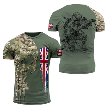 Лятна Армията тениска-ветеран 2023, Мъжки t-shirt Британски Войници с 3D Принтом, Камуфляжная тениска с Високо Качество, тениска специалните сили, Топ