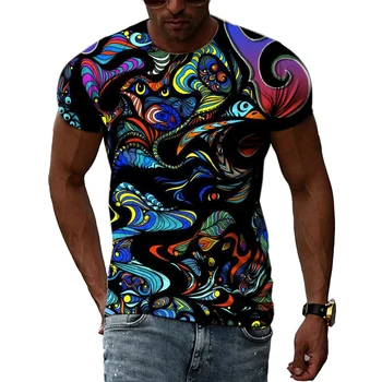 Лятна Индивидуалност Абстрактна Цветна Графична Мъжка тениска Ежедневни Негабаритная Градинска дрехи с 3D Принтом Harajuku, ризи с къс ръкав, Потници
