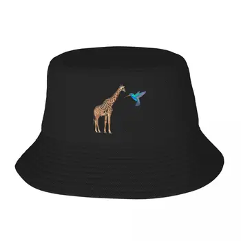 Лятна риболовна шапка с защита от uv с жирафа и колибри, с Плажна кофа, шапка рибар за улицата, за мъже и жени