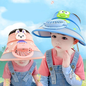 Лятна хладно Солнцезащитная шапка с празни езда, Креативна USB-шапка за деца на открито UPF50 + Солнцезащитная шапка с анимационни козирка