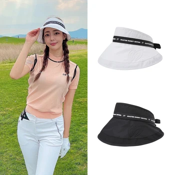 Лятна шапка за голф однотонная преносима спортна дамска шапка на Черно-бялата шапка за голф