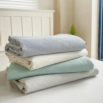 Лятото стеганое одеяло Junwell, изпълнен памучна пряжей, в райе, с пълнеж от антибактериален влакна Пелин, могат да се перат в машина, Стеганое одеяло с климатик