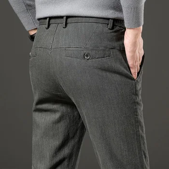Маркови мъжки панталони 2023, Есен-зима, Нови Удобни бизнес ежедневни панталони на средна възраст за мъжете, директни ластични панталони