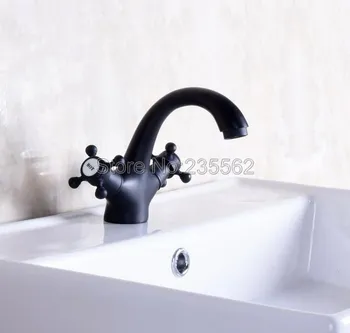 Месинг смесител за баня с маслен Покритие, Крепежни на Бортике, Смесител за мивка, Двойна дръжка Lnf251