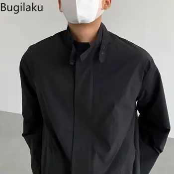 Минималистичен дизайн Bugilaku, черно яке свободно, намаляване, пролетно-есенна яке 2023, топ, trend мъжка жилетка-риза