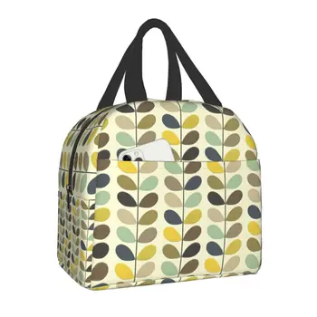 Многоствольная термоизолированная чанта за обяд в скандинавски флорални мотиви, преносим чанта за обяд за пикник на открито, кутия за съхранение на продукти