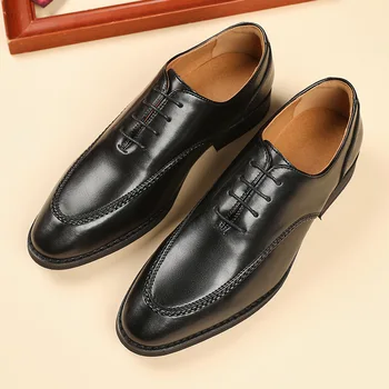 Модерен Мъжки Oxfords Високо Качество, Кожени обувки дантела, Ежедневни бизнес мъжки модел обувки с Остри пръсти, Сватба парти, Плюс 47