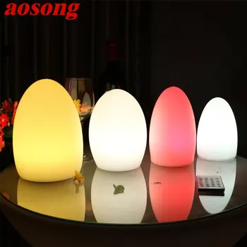 Модерна led атмосферни настолна лампа AOSONG Творчески настолна лампа с формата на Яйце Цвят Луминесценция Водоустойчив Декор Ресторант Kty