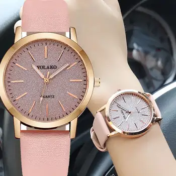 Модерни Ежедневни дамски часовник с кожена каишка, кварцов часовник, аналогов часовник
