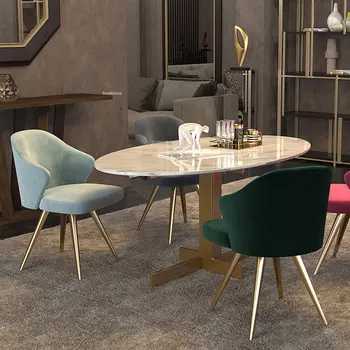 Модерни Мебели Прости Столове за хранене, Модерен Лек Луксозна маса за Хранене, стол за домашна Кухня от кадифе / кожа, бюро и столове за почивка