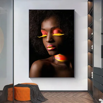 Модерни плакати и щампи Черно-бяла Африканска Секси гола Жена Картина върху платно Стенни Художествена картина за хола Cuadros